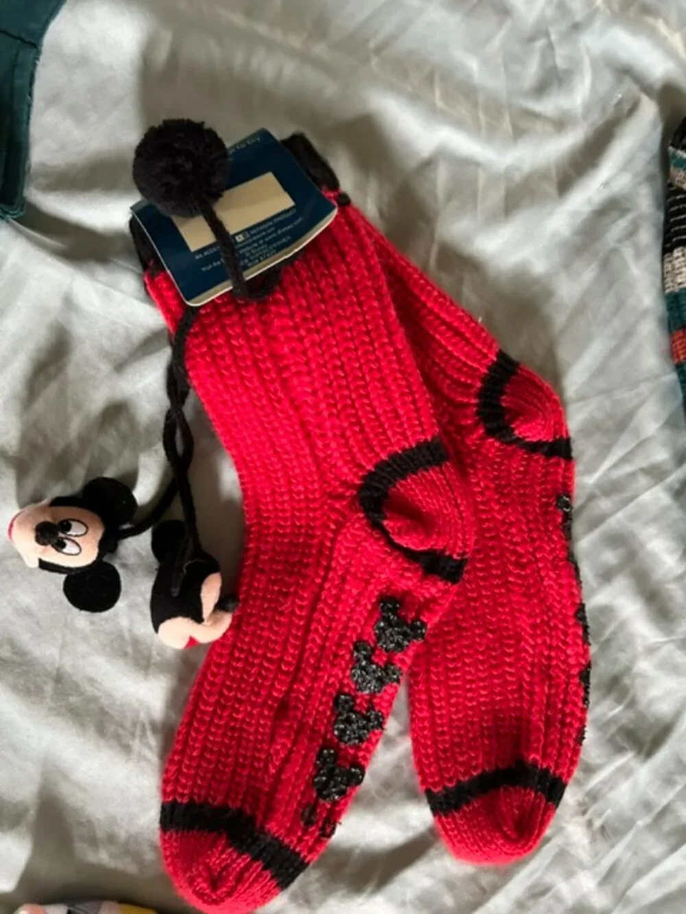 NEW disney red mickey mouse gripper cozy socks 9 -11 womens
